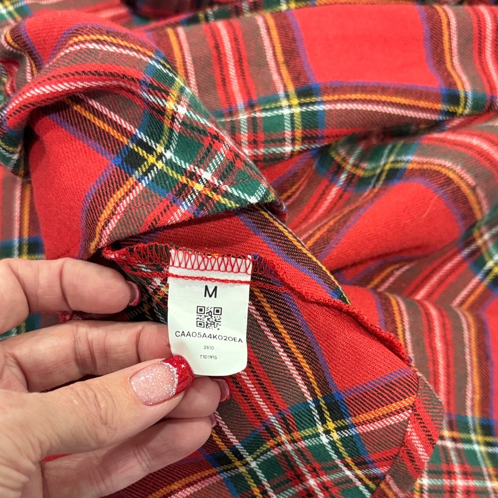 Plaid Wrap Dress in Red, Black and Green - Picture 4 of 4